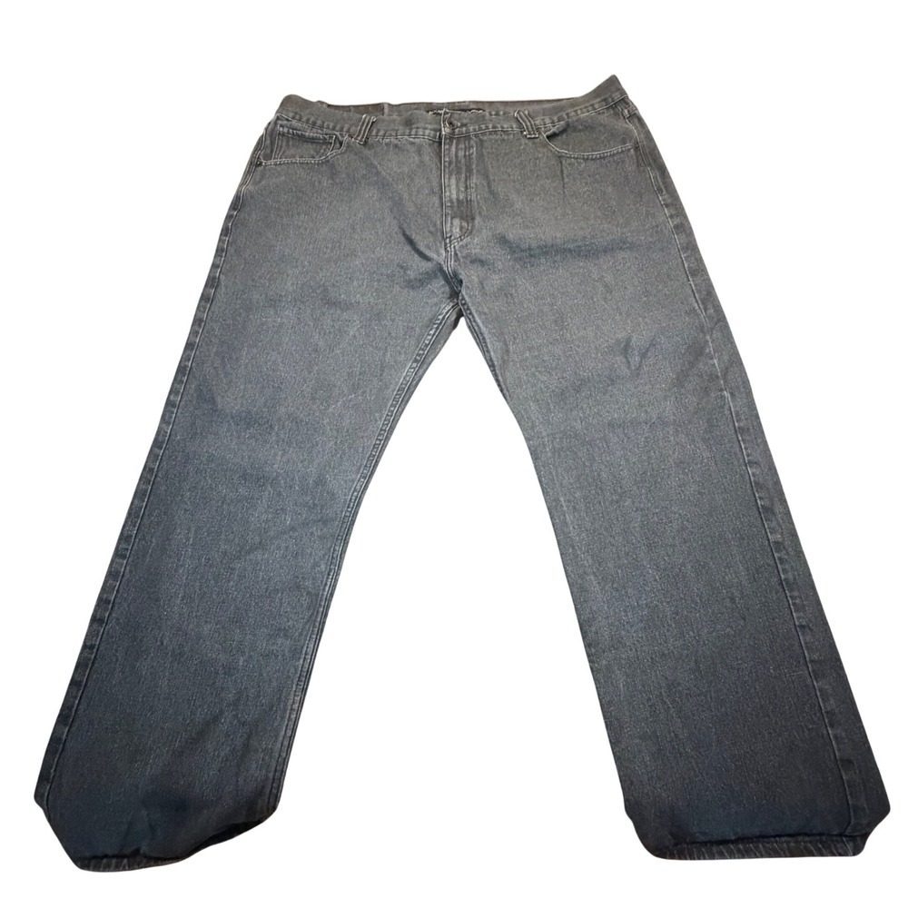 Rocawear Classic Fit Mens‎ Gray Denim Jeans Red Embroidered Logo 48x34
